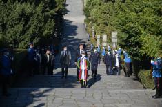 President and Supreme Commander Vučić lays a wreath at the Monument to Unknown Hero on Mount Avala