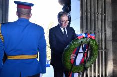 President and Supreme Commander Vučić lays a wreath at the Monument to Unknown Hero on Mount Avala