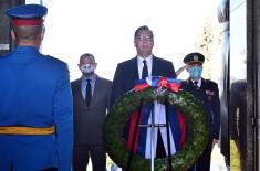 President and Supreme Commander Vučić lays a wreath at the Monument to Unknown Hero on Mount Avala