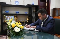 Minister Djordjevic signs book of condolences at the Embassy of Iran 