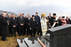 A delegation from the Ministry of Defence and the Serbian Armed Forces lays a wreath at the grave of Pavle Bulatović in Rovci  