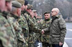 Minister Vučević visits 3rd Army Brigade, Mixed Artillery Brigade