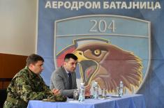 Defence Minister talked to members of the Air Force and Air Defence at Batajnica airport