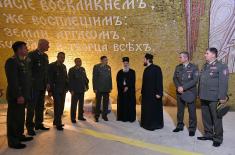 General Diković attends the installation of a piece of mosaic in the Church of St. Sava