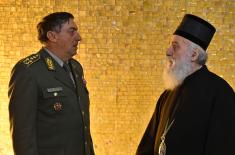 General Diković attends the installation of a piece of mosaic in the Church of St. Sava