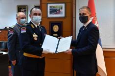 Minister Stefanović presents Decree on Promotion to Colonel Nikola Dejanović