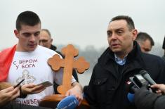 Members of the Serbian Armed Forces swimming for the Holy Epiphany Cross across Serbia