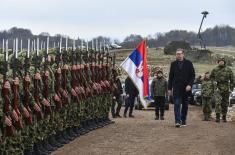 President Vučić arrives at provisanal exercise area Pešter