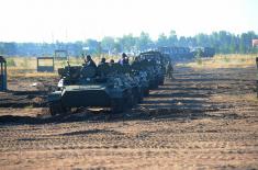 Members of the Serbian Armed Forces at the exercise of the Western Military District in Russia