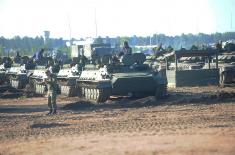 Members of the Serbian Armed Forces at the exercise of the Western Military District in Russia