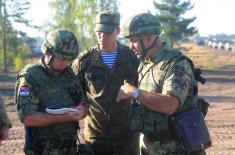 Members of the Serbian Armed Forces at the exercise of the Western Military District in Russia