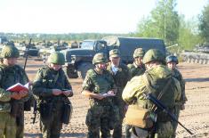 Members of the Serbian Armed Forces at the exercise of the Western Military District in Russia