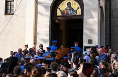 Members of Serbian Armed Forces Guard carry sarcophagus with Saint Bishop Nikolaj