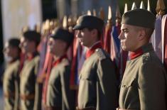 Dress rehearsal for officer cadet commissioning ceremony