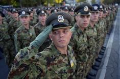 Dress rehearsal for officer cadet commissioning ceremony