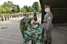 Soldiers take oath of enlistment in the barracks in Valjevo, Sombor and Leskovac