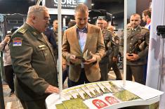 Minister Stefanović visits MoD and SAF stand at Belfis 2022