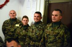 Defence Minister and Chief of General Staff with Serbian Armed Forces members in Ground Safety Zone