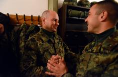 Defence Minister and Chief of General Staff with Serbian Armed Forces members in Ground Safety Zone