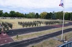 Soldiers take oath of enlistment in the barracks in Valjevo, Sombor and Leskovac