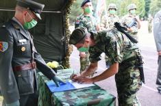 Soldiers take oath of enlistment in the barracks in Valjevo, Sombor and Leskovac