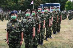 Soldiers take oath of enlistment in the barracks in Valjevo, Sombor and Leskovac