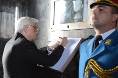 The Greek President laid a wreath at the Monument to an Unknown Hero