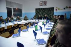 The Minister of Defence Saw in the New Year with the Members of the 250th Rocket Brigade