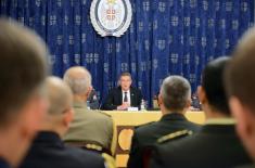 Foreign military representatives receive briefing