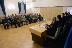 Foreign military representatives receive briefing