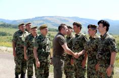 Minister Vulin and General Mojsilović at Preparation for “Tank Biathlon”