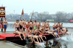 Members of the Serbian Armed Forces swam for the Holy Epiphany Cross