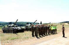 Minister Vulin and General Mojsilović at Preparation for “Tank Biathlon”