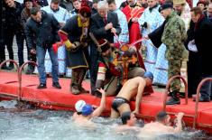 Members of the Serbian Armed Forces swam for the Holy Epiphany Cross