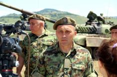 Minister Vulin and General Mojsilović at Preparation for “Tank Biathlon”