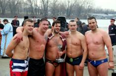 Members of the Serbian Armed Forces swam for the Holy Epiphany Cross