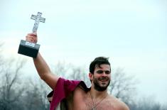 Members of the Serbian Armed Forces swam for the Holy Epiphany Cross