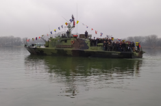 Members of the Serbian Armed Forces swimming for the Holy Epiphany Cross across Serbia