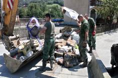 Today as well the Serbian Armed Forces Are Repairing Damaged Roads and Water Supply Installations in Flooded Areas