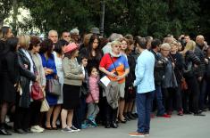 Serbian and Armenian presidents lay wreaths at the monument of gratitude of the Armenian people