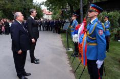 Serbian and Armenian presidents lay wreaths at the monument of gratitude of the Armenian people