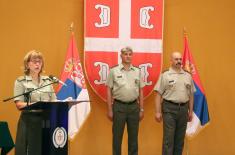 Presenting awards to soldiers who voluntary served their military service