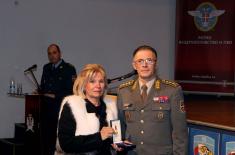 Military commemorative medals presented to members of the 250th AD Missile Brigade