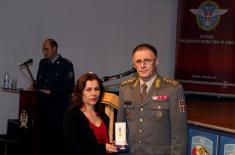 Military commemorative medals presented to members of the 250th AD Missile Brigade