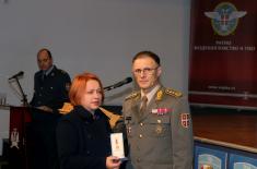 Military commemorative medals presented to members of the 250th AD Missile Brigade