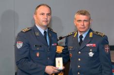 Military commemorative medals presented to members of the 250th AD Missile Brigade