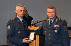 Military commemorative medals presented to members of the 250th AD Missile Brigade