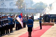 Welcoming Prime Minister of the Russian Federation in front of Palace “Serbia”