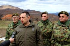 Minister Vulin: The situation in the Ground Safety Zone is peaceful and under control of the Serbian Armed Forces