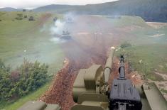 Борбена дејства тенкова Т-72МС на вежби „Муњевити удар 2021“ 